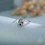 Sterling Silver Oval Cabochon Moss Agate With Cz Engagement Ring, thumbnail 3 of 12
