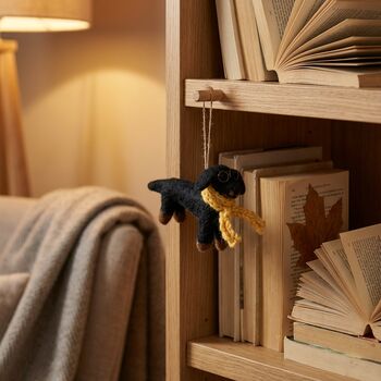 Handmade Felt Douglas The Dachshund Hanging Decoration, 2 of 4