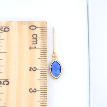 Sapphire Blue Marquise Leverback Earrings, 4 of 6