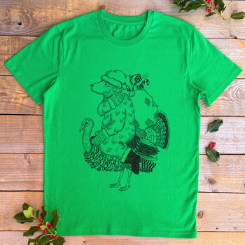 Christmas Turkey And Bear Men's T Shirt, 3 of 3