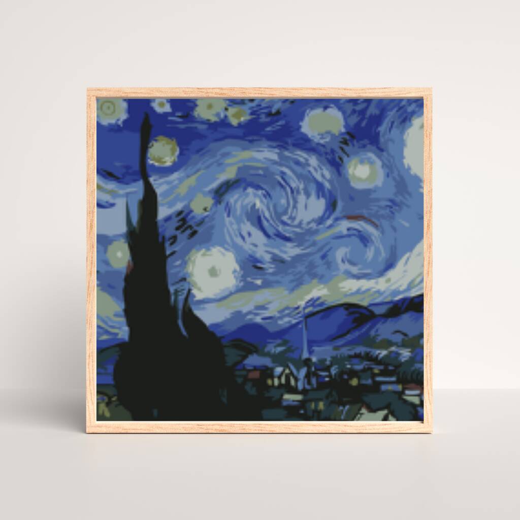 Dark Starry Night Paint By Numbers Kit With Premium Canvas, 1 of 3