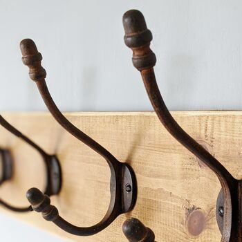 Wood Coat Rack With Antique Aged Acorn Top Hooks, 2 of 3