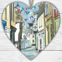 Fowey Wooden Hanging Heart – Collage Art Of Cornwall, thumbnail 1 of 2