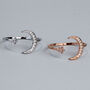 Sterling Silver Crystal Crescent Moon Adjustable Ring, thumbnail 1 of 6