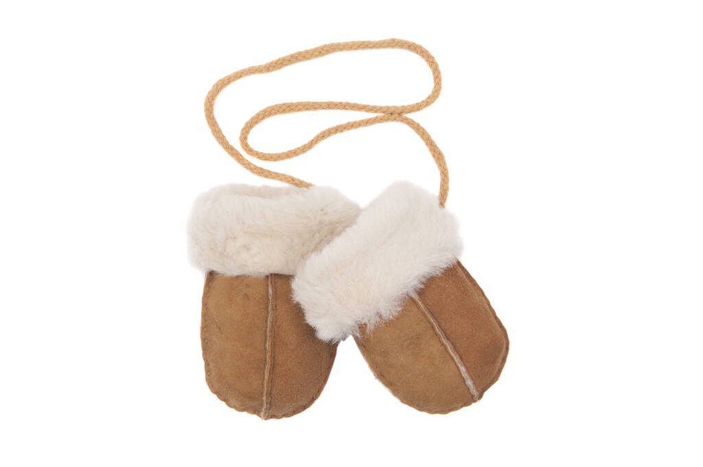 Baby Sheepskin Puddy Mittens On String, 1 of 6