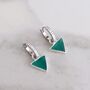 The Triangle Green Onyx Earrings, Silver, thumbnail 2 of 6