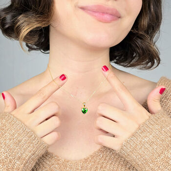 Emerald Love Heart Pendant May Birthstone Necklace, 2 of 4