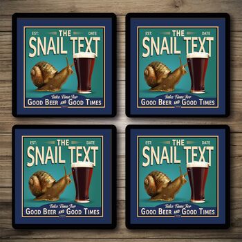 Personalised Bar Runner And Coasters Boozy Snail, 3 of 8