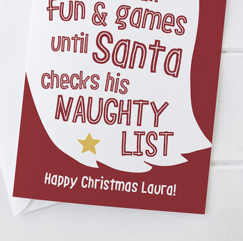 Naughty List Personalised Christmas Card, 2 of 2
