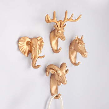 G Decor Ornamental Gold Animal Heads Resin Wall Hook, 2 of 9