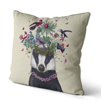 Woodland Badger Decorative Cushion, 6 of 6