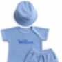 Summer Personalized 3pcs Towelling Sets Embroidered Kids Personalised T Shirt And Shorts Baby Toddler Outfit Matching Sibling Beach Outfit, thumbnail 7 of 7
