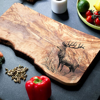 Stag Engraved Olive Wood Cheeseboard, 5 of 11