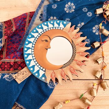 Handmade Sun And Moon Mirror With Mosaic Detail, 2 of 8