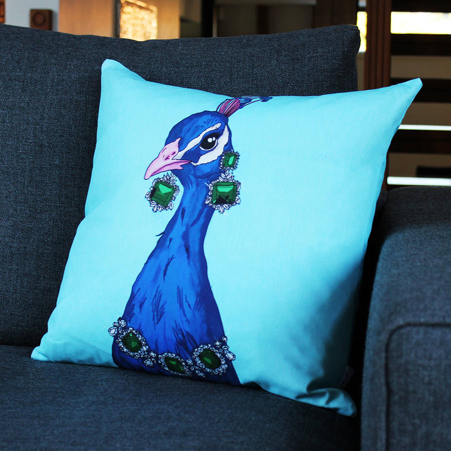 peacock printed cushion by perky