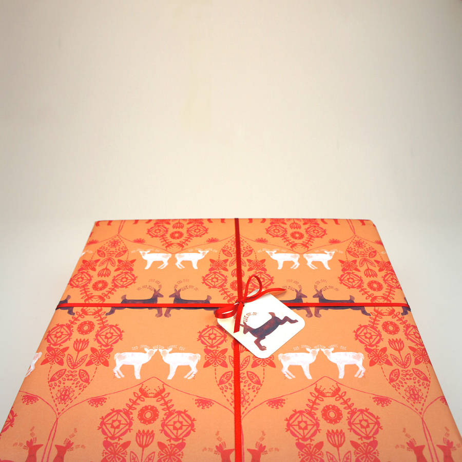 reindeer christmas wrapping paper by prism of starlings