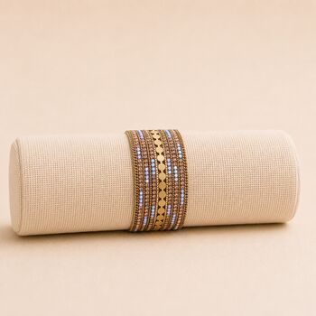 Gold Plated Iridescent Aurora Borealis Crystal Wide Cuff Bracelet, 4 of 9