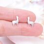 Sterling Silver Alpaca Llama Sheep Stud Earrings, thumbnail 5 of 12