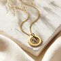 Floral Engraved Initial And Date Necklace, thumbnail 2 of 7