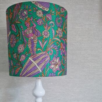 Emerald Vintage Silk Sari Lampshade, 5 of 6