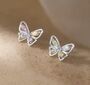 Sterling Silver Butterfly Cz Stud Earrings, thumbnail 1 of 4