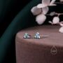 Extra Tiny Opal Trio Stud Earrings In Sterling Silver, thumbnail 3 of 12