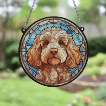 Cockapoo Golden Stained Glass Effect Suncatcher, 3 of 3