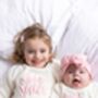 Little Sister Embroidered Ruffle Detail Knitted Baby Romper Matching Big Sister Jumper Available, thumbnail 3 of 12