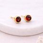 Gold Plated Sterling Silver January Garnet Birthstone Stud Earrings – 7mm, thumbnail 6 of 8