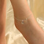 925 Silver Dangle Floral Plain Chain Payal Anklet, thumbnail 1 of 7