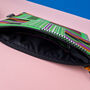 Large African Print Zip Pouch | Green Kofi Kente Print, thumbnail 2 of 3