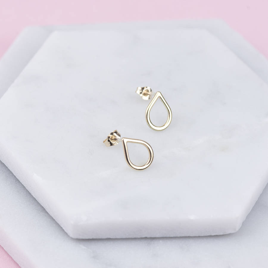 Handmade Solid Gold Teardrop Stud Earrings By Ruby Tynan Jewellery Handmade Solid Gold Teardrop Stud Earrings