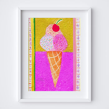 Ice Cream Cone Art Print Summer Gelato Poster, 11 of 12