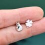 Sterling Silver Four Leaf Clover And Ladybird Stud Earrings, thumbnail 7 of 12
