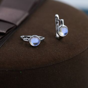 5mm Moonstone Huggie Hoop Earrings, 2 of 12