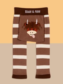 Neutral Highland Cow Leggings, 3 of 5