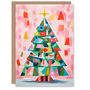 Colourful Abstract Geometric Tree Xmas Christmas Card, thumbnail 1 of 4