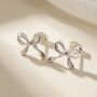 Cute Bow Tie Bowknot Silver Everyday Stud Earrings, thumbnail 1 of 4