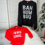 Bah Hum Bug And Scrooge Unisex Christmas Jumper Set, thumbnail 3 of 4