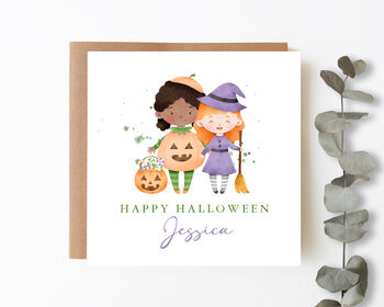 Personalised Kids Halloween Card Trick Or Treaters, 2 of 6