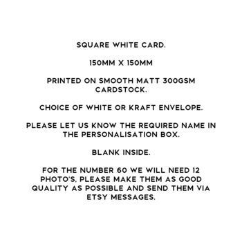 Personalised 60th Birthday Photo Collage Card, 8 of 8