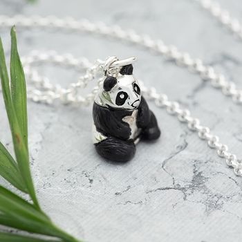 Sterling Silver Panda Bear Charm Necklace, 4 of 9