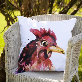 Inky Chicken Outdoor Cushion For Garden Furniture, 8 of 8
