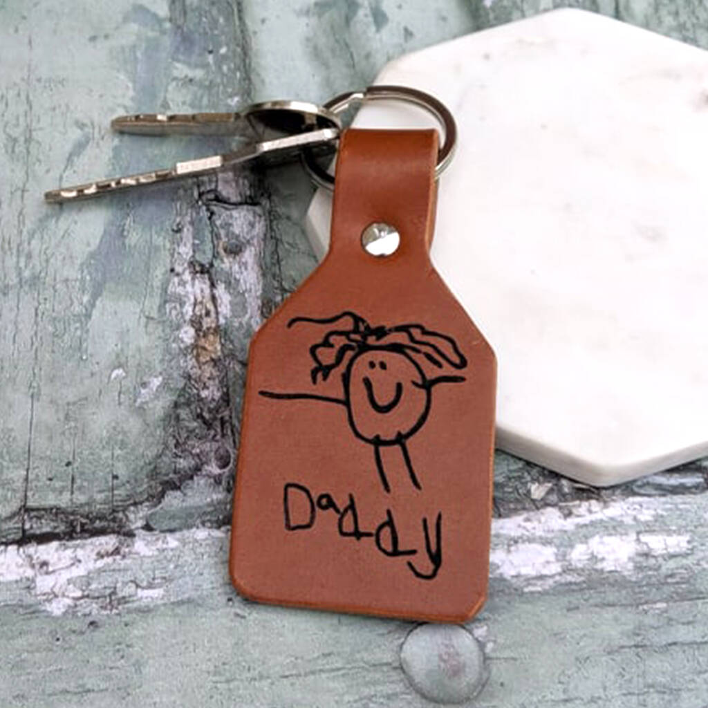 Personalised Leather Child's Drawing Key Ring, 1 of 3