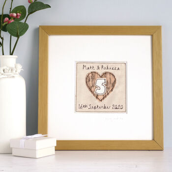 Personalised 5th Wood Wedding Anniversary Card, 4 of 6