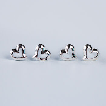 Sterling Silver Tiny Heart Earrings, 2 of 7