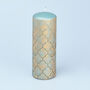 G Decor Morocco Gold Brass Turquoise Blue Pillar Candle, thumbnail 4 of 5