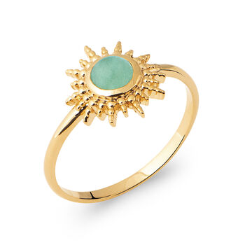 18ct Gold Plated Aventurine Healing Stone Sun Ring, 3 of 5