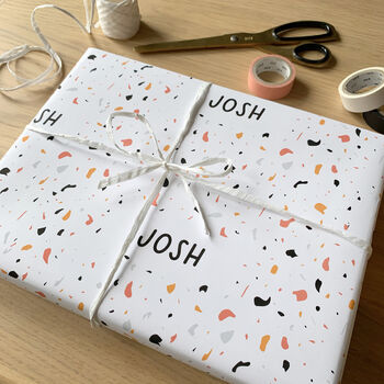 Terrazzo Pattern Name Wrapping Paper, 2 of 2