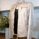 Faux Leather Biker Jacket In Oatmeal